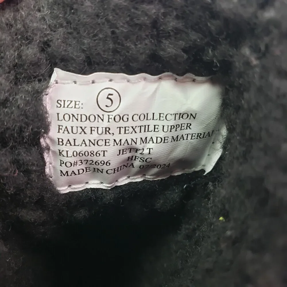 London Fog Collection Baby Toddler Size 5 Black Pull On Warm Winter Snow Boots
